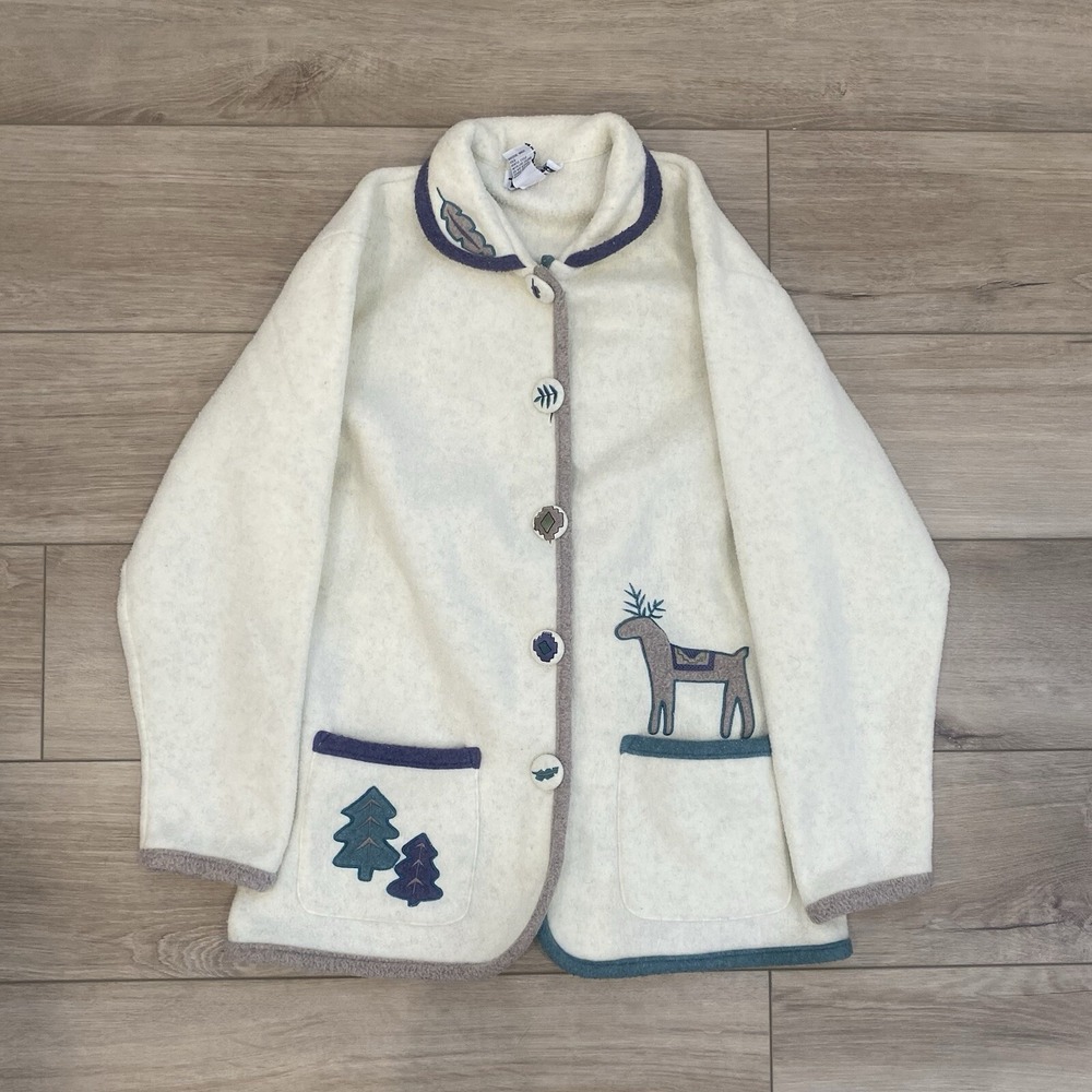 Teddi Women's Fleece Cardigan Size Small Petite Fall Holiday Cozy Sweatshirt VTG